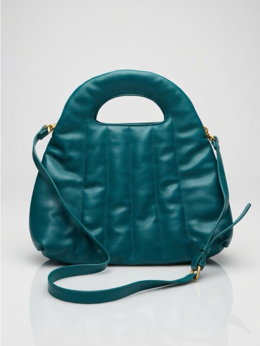 Fawn Design Dark Teal Quilted Handbag with Crossbody Strap